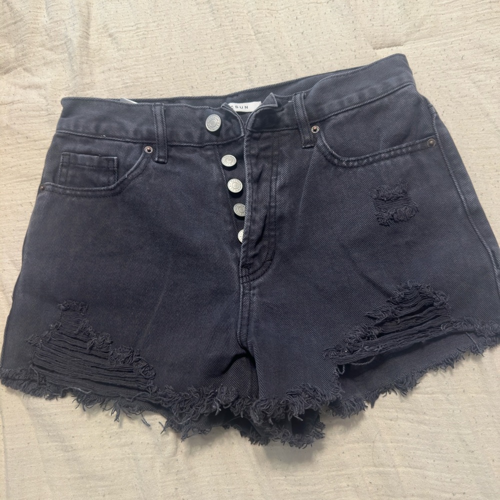 PacSun Dark Gray Distressed Jean Shorts